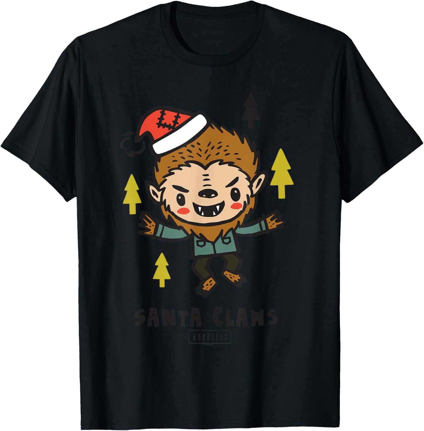 Universal Monsters The Wolf Man Santa Claws T-Shirt - T-Shirt | Black