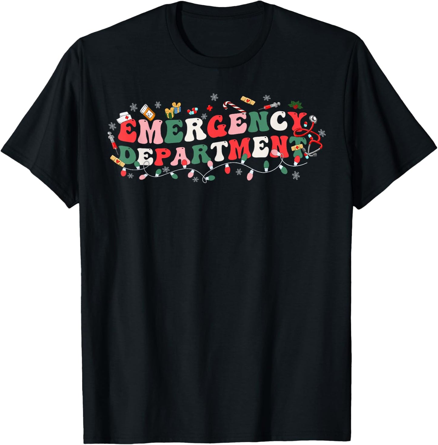 Emergency Department ER Nurse Christmas Ed Nurse Tech T-Shirt - T-Shirt | Black