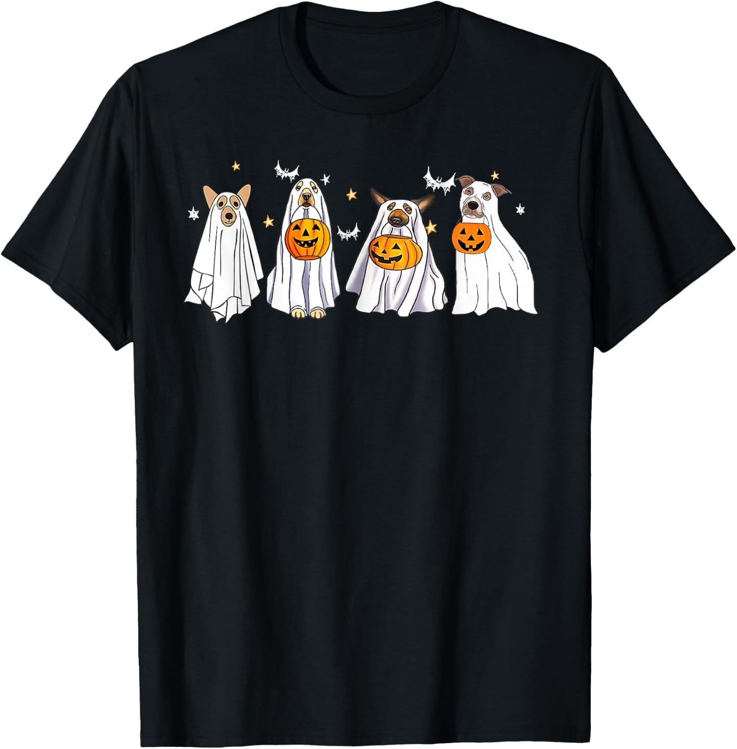 Funny Ghost Dog Halloween Costume for Dog Owners T-Shirt - T-Shirt | Black