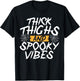 Thick Thighs And Spooky Vibes Funny Halloween Ghost T-Shirt - T-Shirt | Black