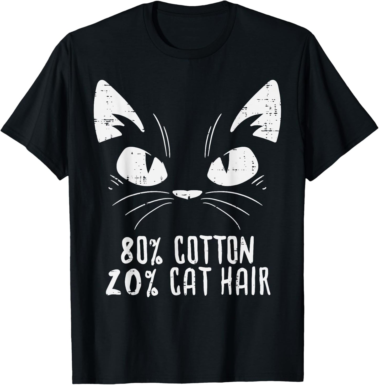 Black Cat Face 80% Cotton 20% Hair Kitten Feline Pet Lover Women Girls Kids T-Shirt - T-Shirt | Black