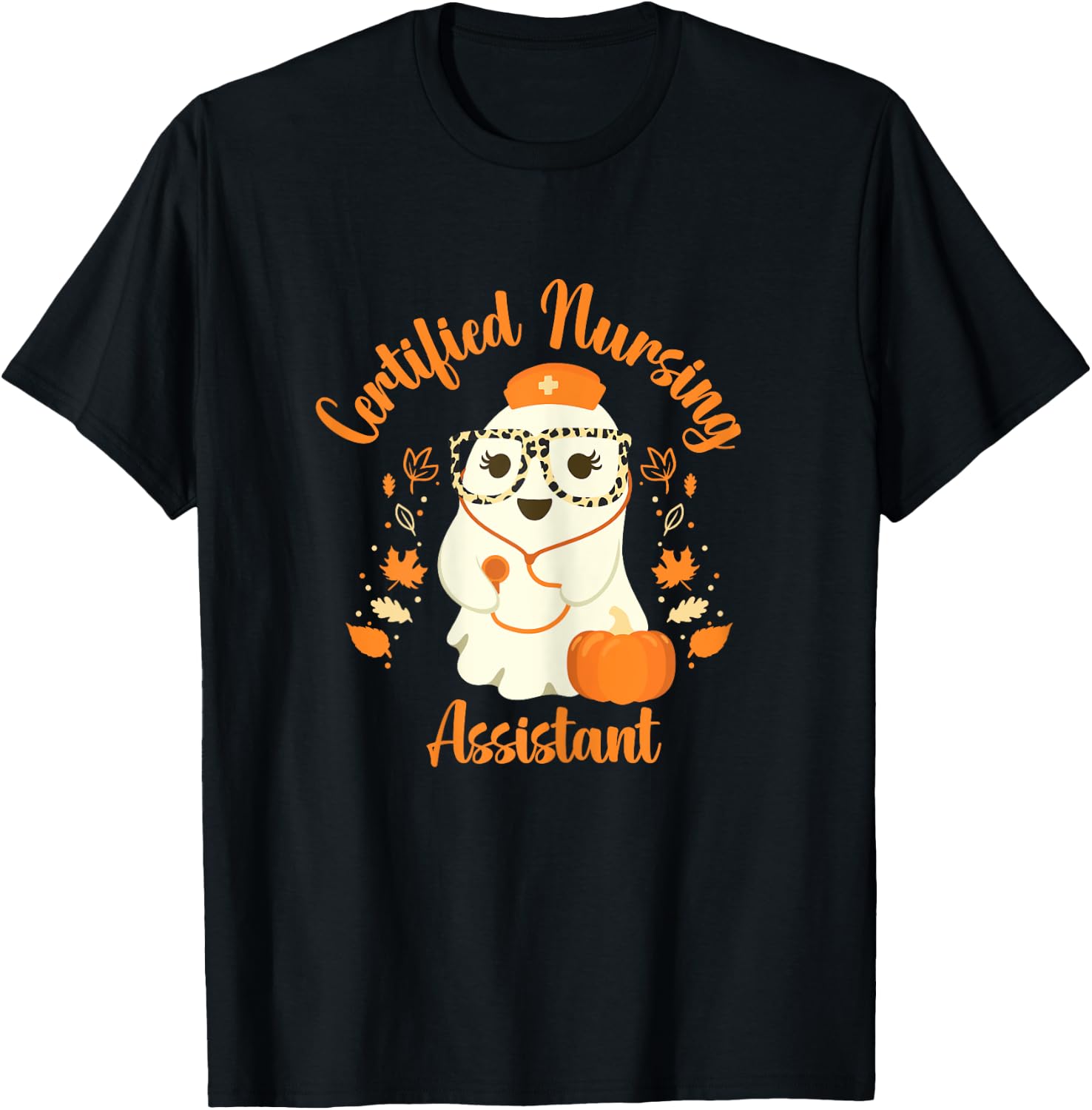 Certified Nursing Assistant CNA Ghost Halloween Nurse T-Shirt - T-Shirt | Black