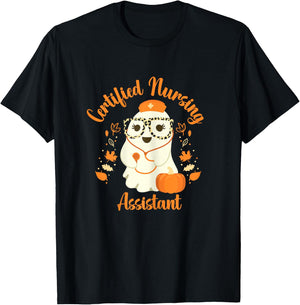 Certified Nursing Assistant CNA Ghost Halloween Nurse T-Shirt - T-Shirt | Black