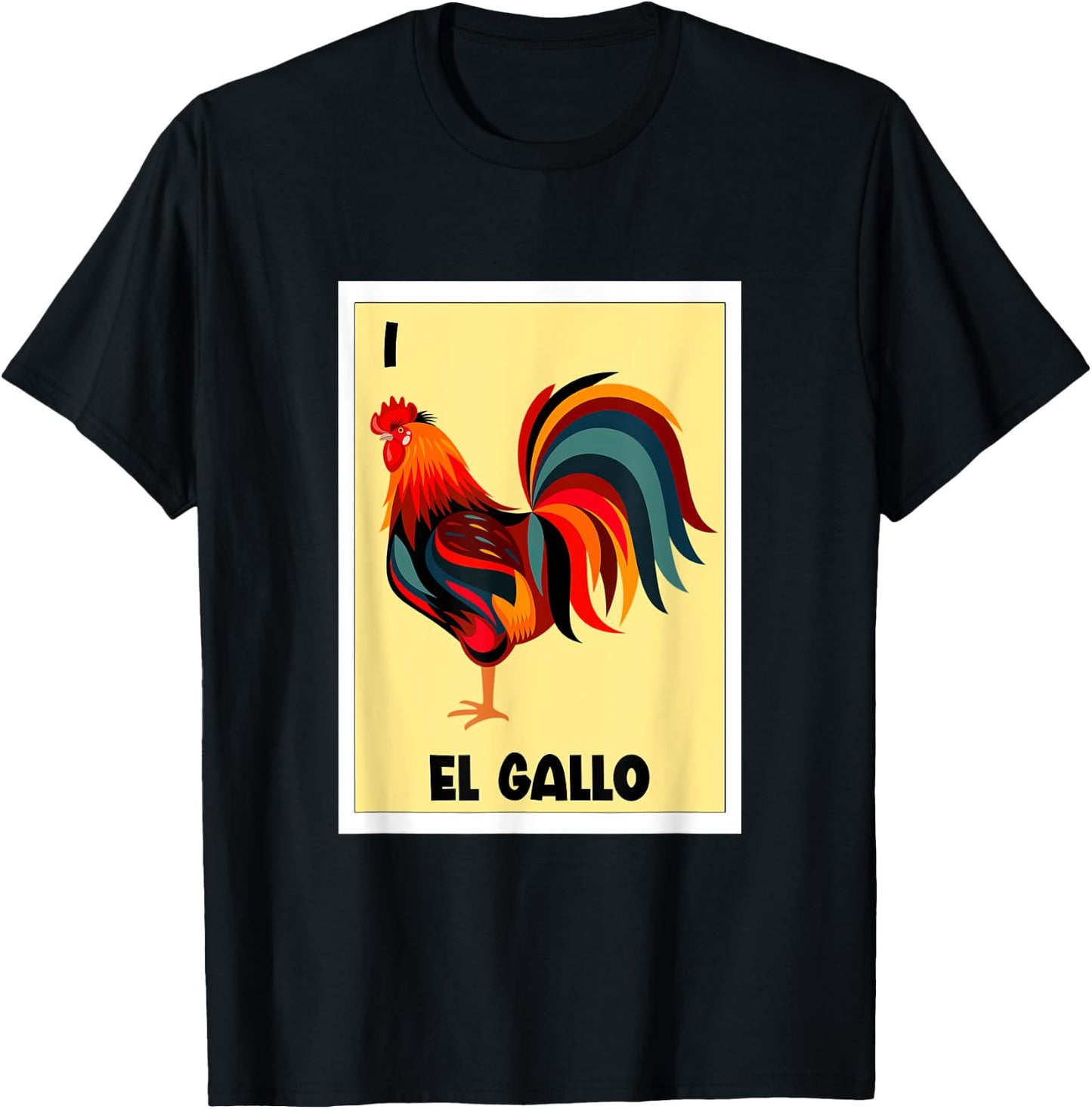 El Gallo Mexican Bingo Card Spanish Hispanic The Rooster T-Shirt - T-Shirt | Black