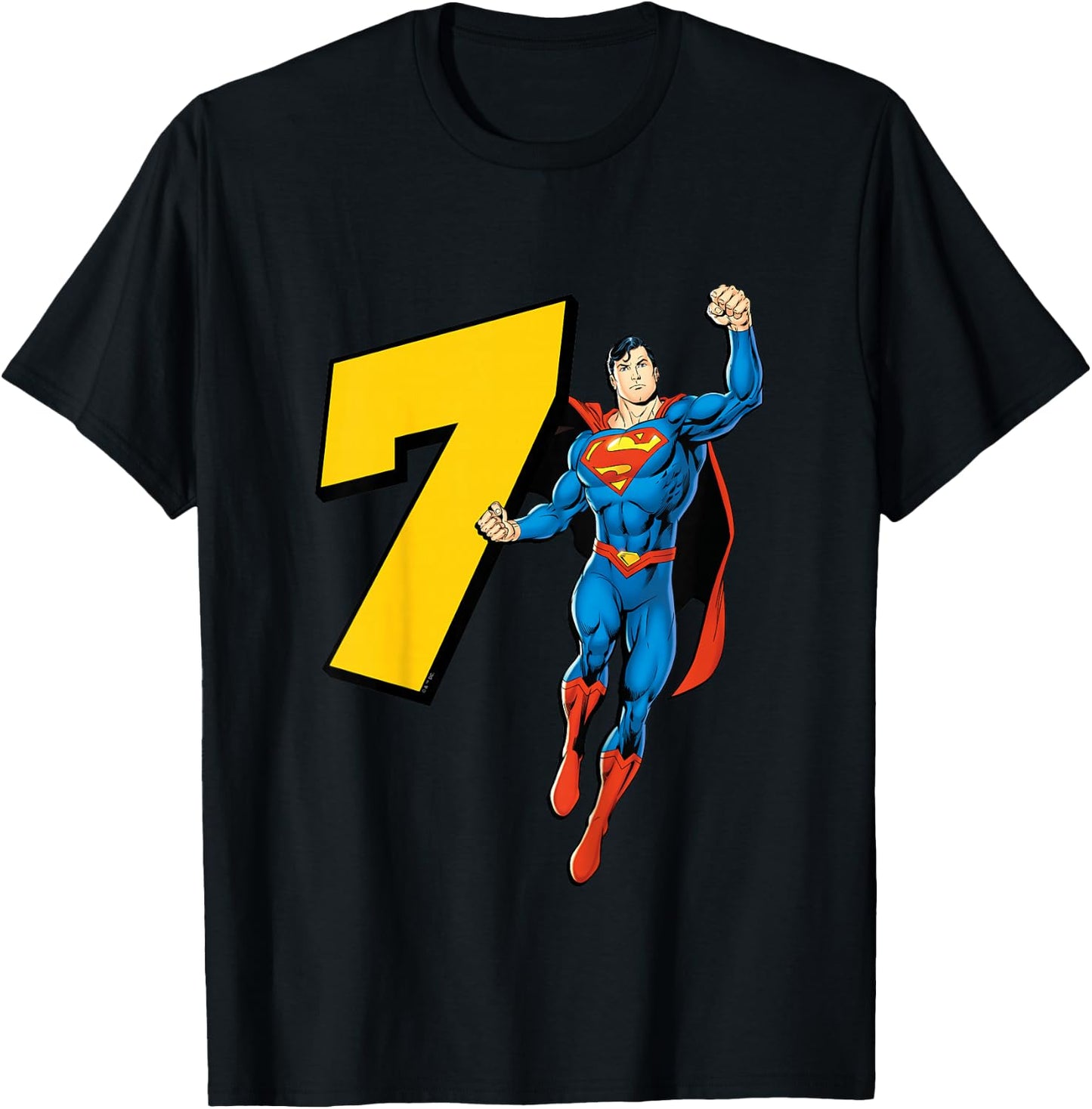 Kids Superman Super Hero 7th Birthday T-Shirt - T-Shirt | Black