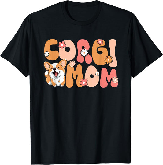 Welsh Corgi Pembroke Groovy World's Best Corgi Mom T-Shirt - T-Shirt | Black