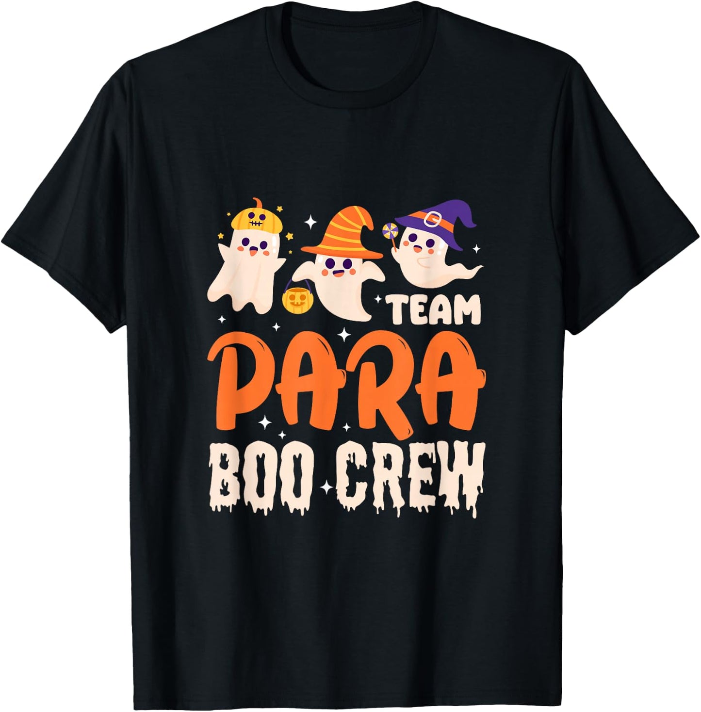 Team Para Boo Crew Paraprofessional Ghost Halloween T-Shirt - T-Shirt | Black