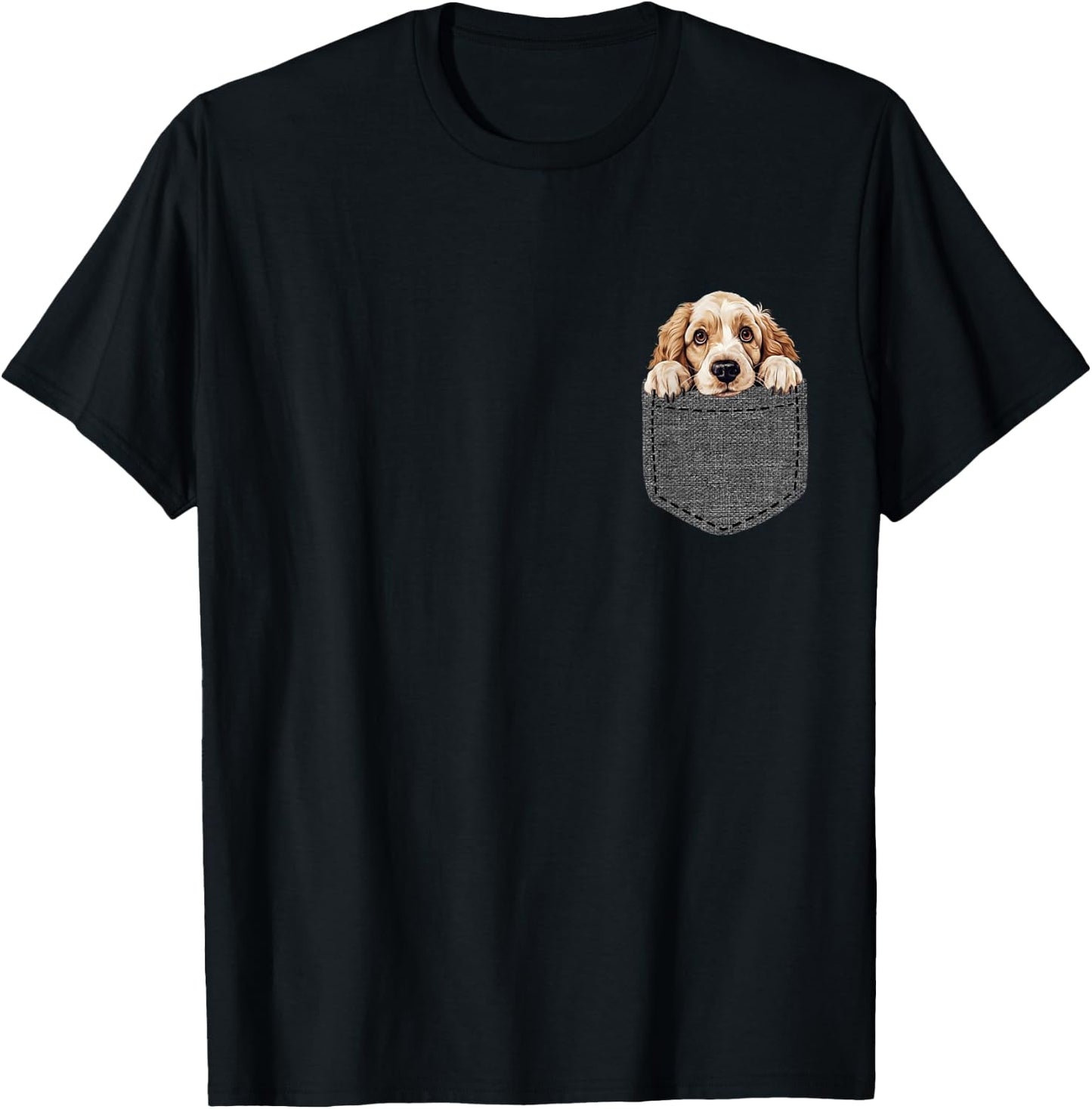 Dog in Pocket Cocker Spaniel T-Shirt - T-Shirt | Black