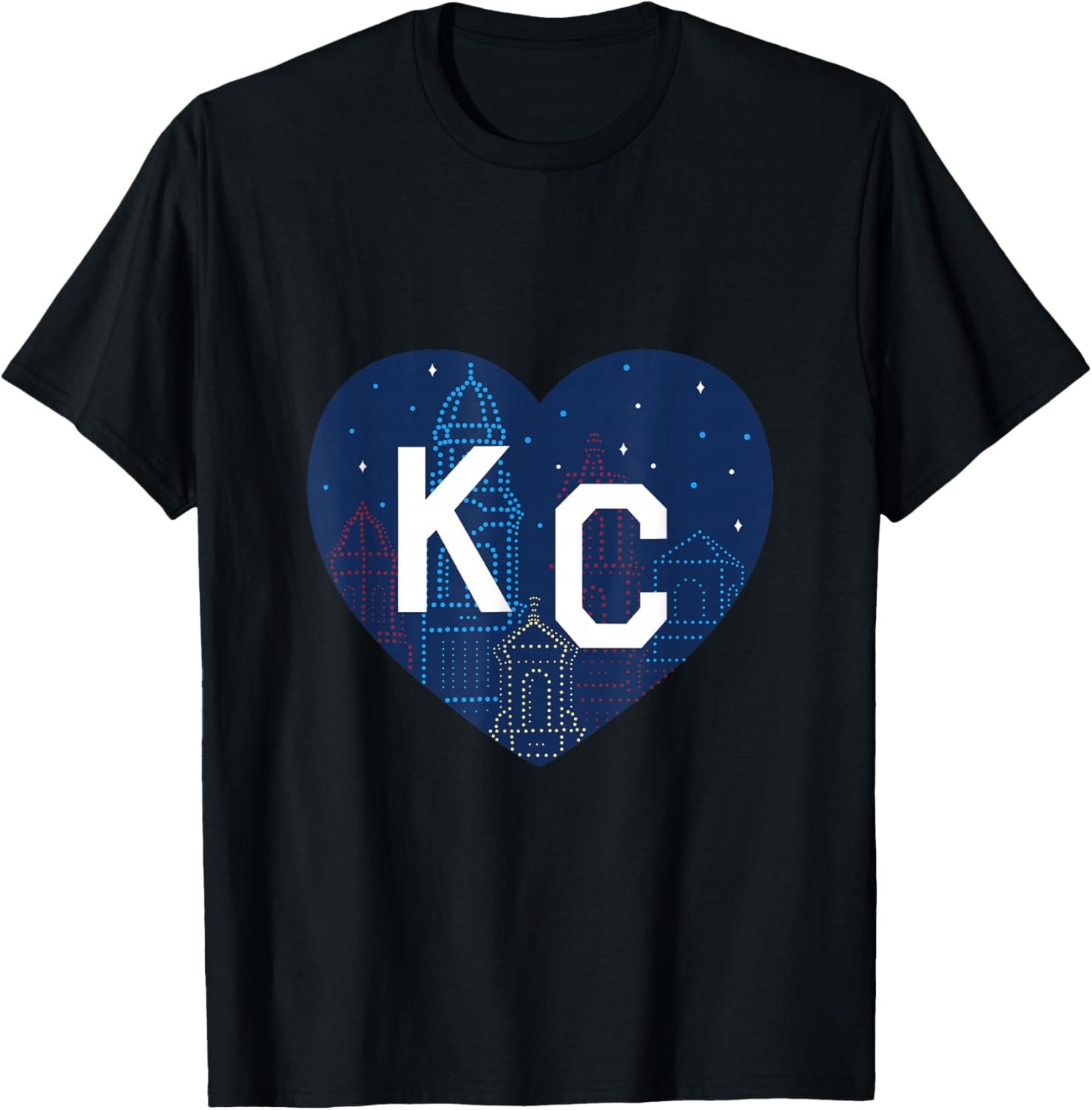 Kansas City KC Plaza Lights Heart T-Shirt - T-Shirt | Black