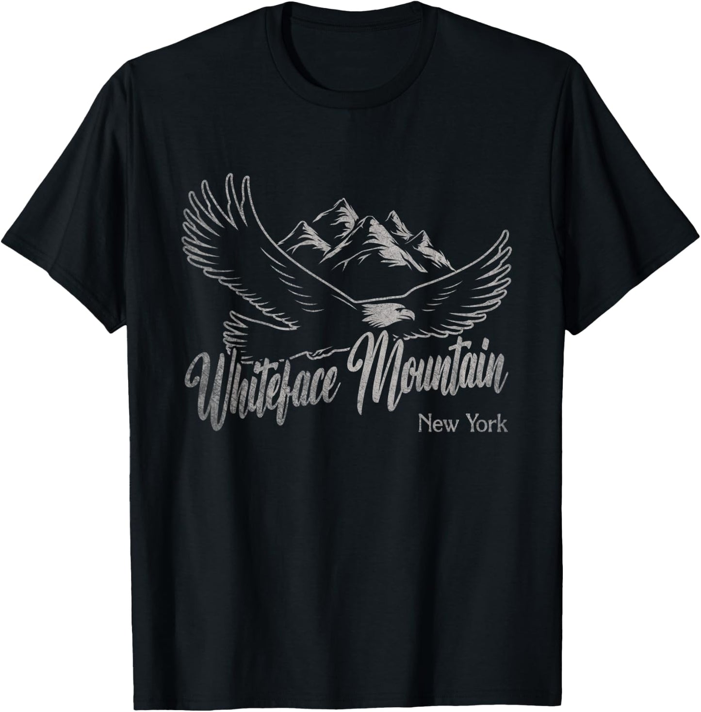 Vintage Whiteface Mountain New York Mountains Eagle T-Shirt - T-Shirt | Black