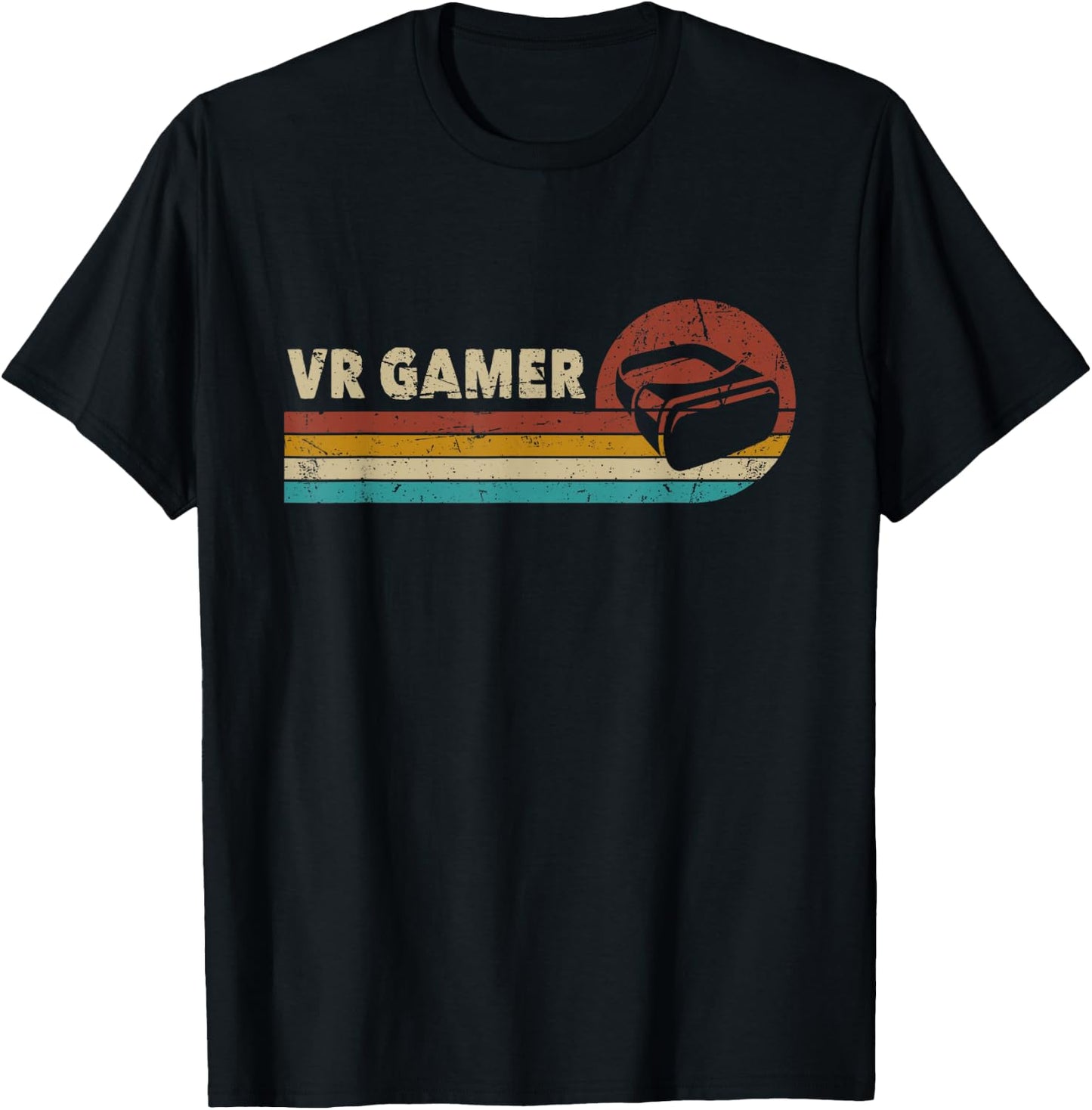 VR Gamer Vintage Video Games for Boys Men Funny Retro Gaming T-Shirt - T-Shirt | Black