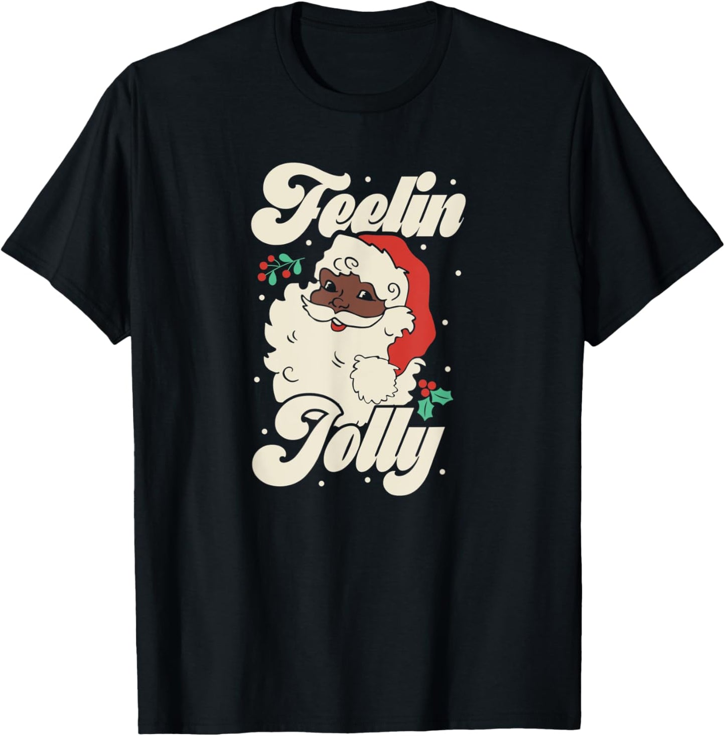 Christmas shirt Feeling Jolly Retro vintage Santa Black T-Shirt - T-Shirt | Black