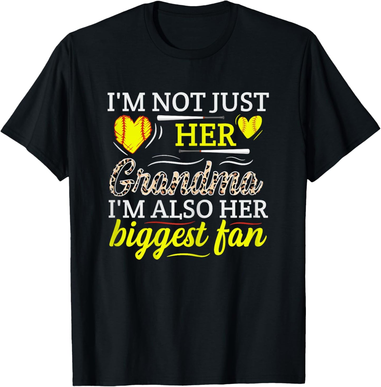 Softball Sport Family Support Design for a Softball Grandma T-Shirt - T-Shirt | Black