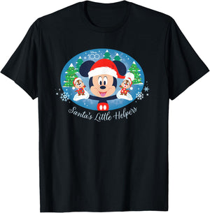 Disney 100 Mickey Chip Dale Santa’s Little Helpers Christmas T-Shirt - T-Shirt | Black