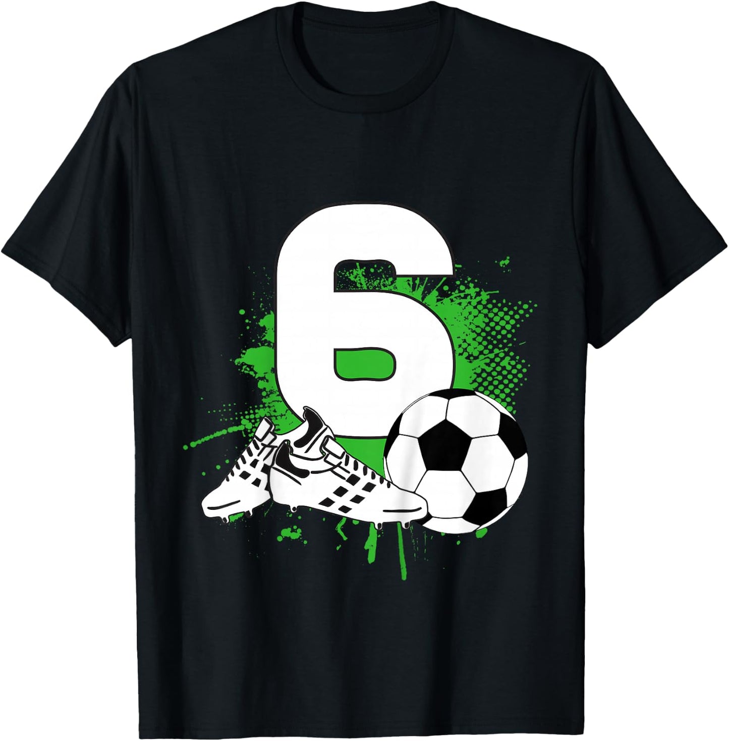 6th Birthday Boys 6 Years Soccer Football Player Birthday T-Shirt - T-Shirt | Black