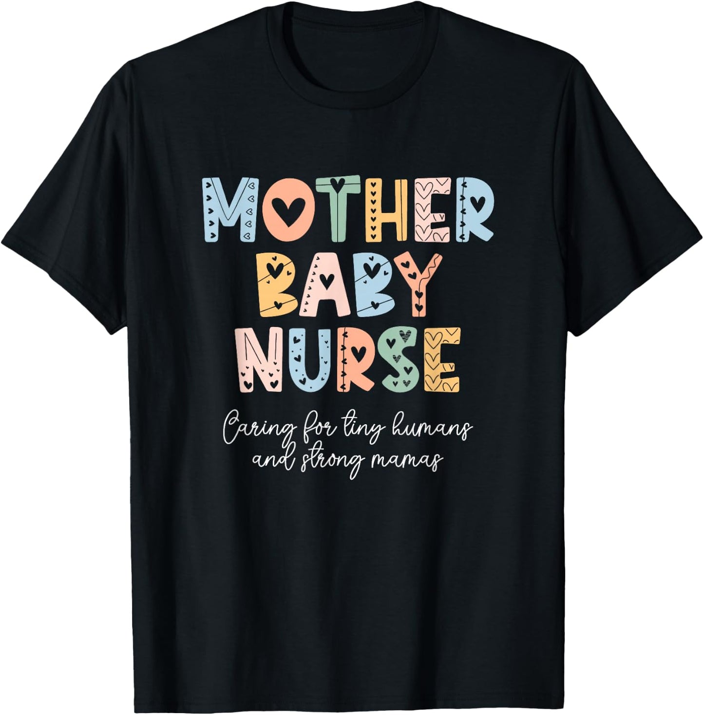 Cute Mother Baby Nurse Rainbow Postpartum Nurse Neonatal T-Shirt - T-Shirt | Black