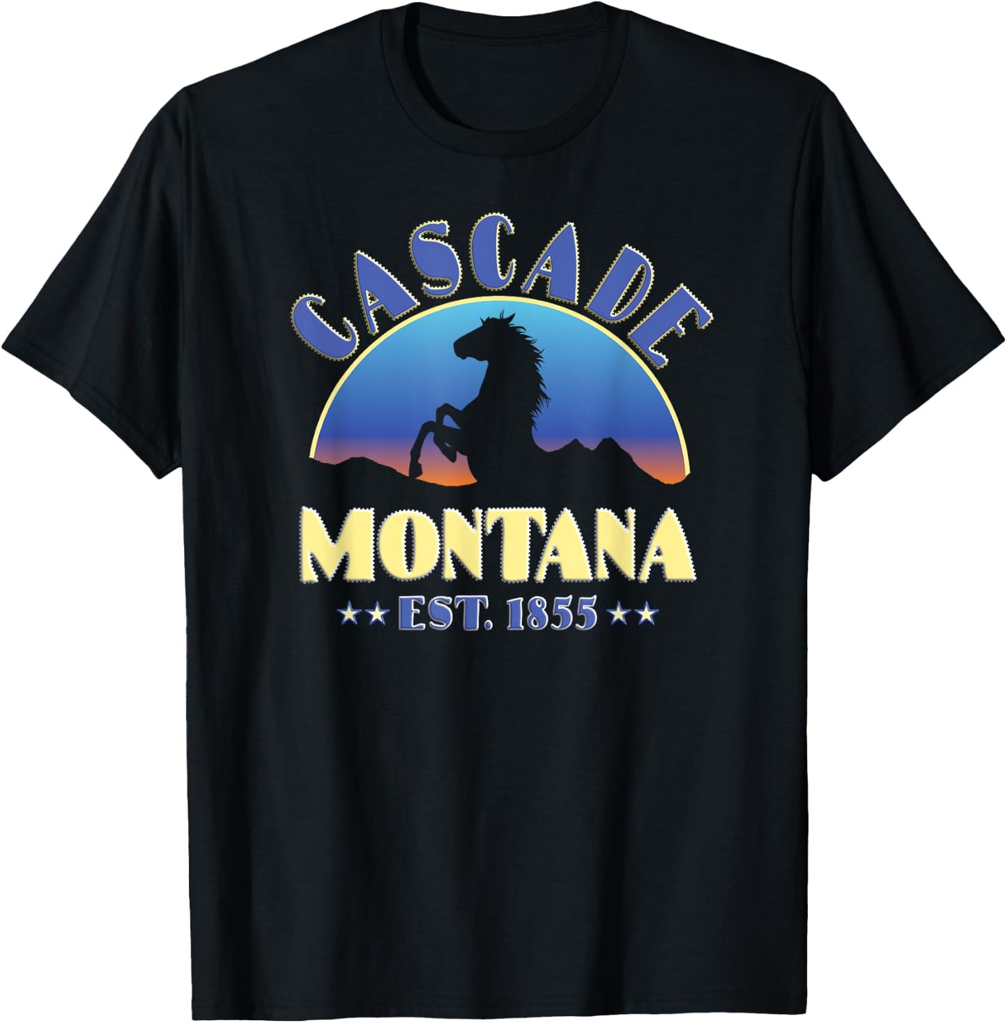 Cascade Montana MT Wild Horse T-Shirt - T-Shirt | Black