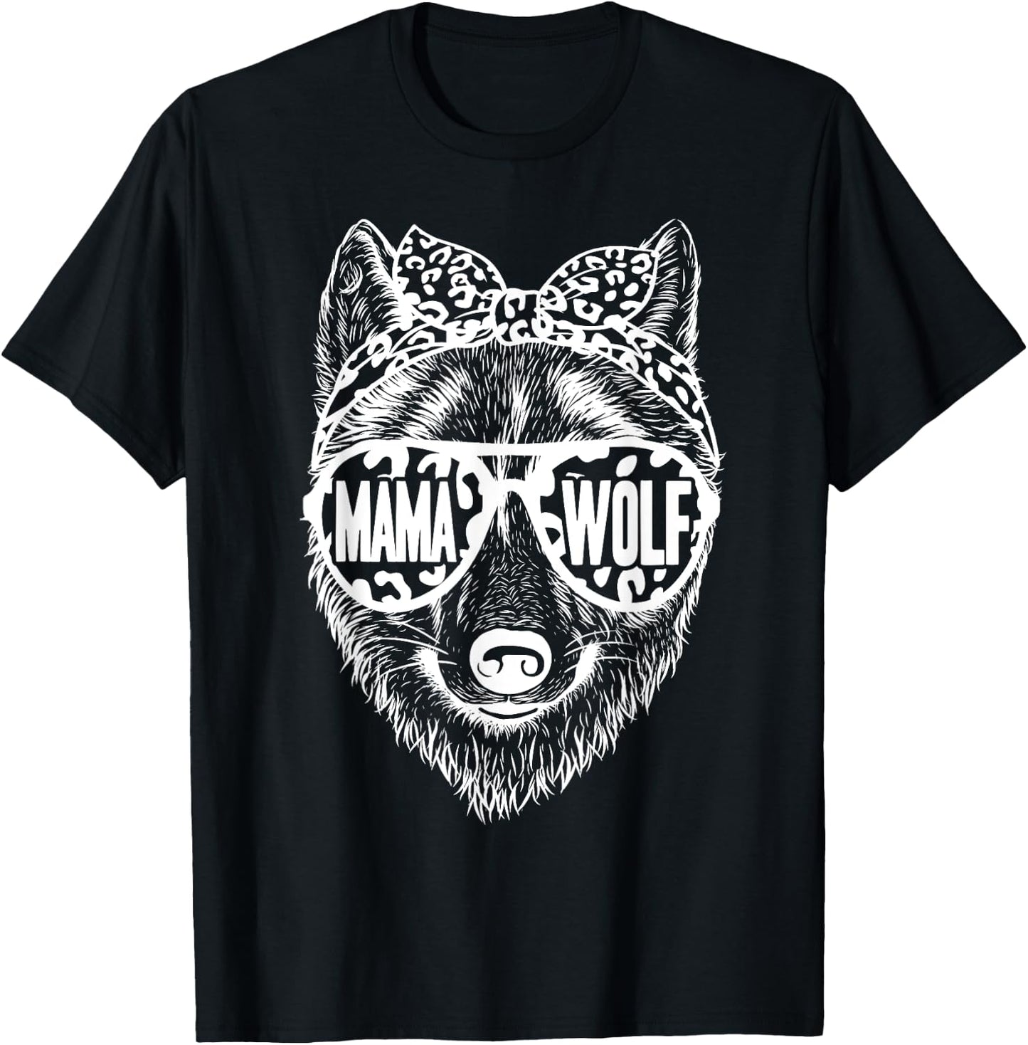 Mama Wolf Face Sunglasses For Mom Mommy on Mother's Day T-Shirt - T-Shirt | Black