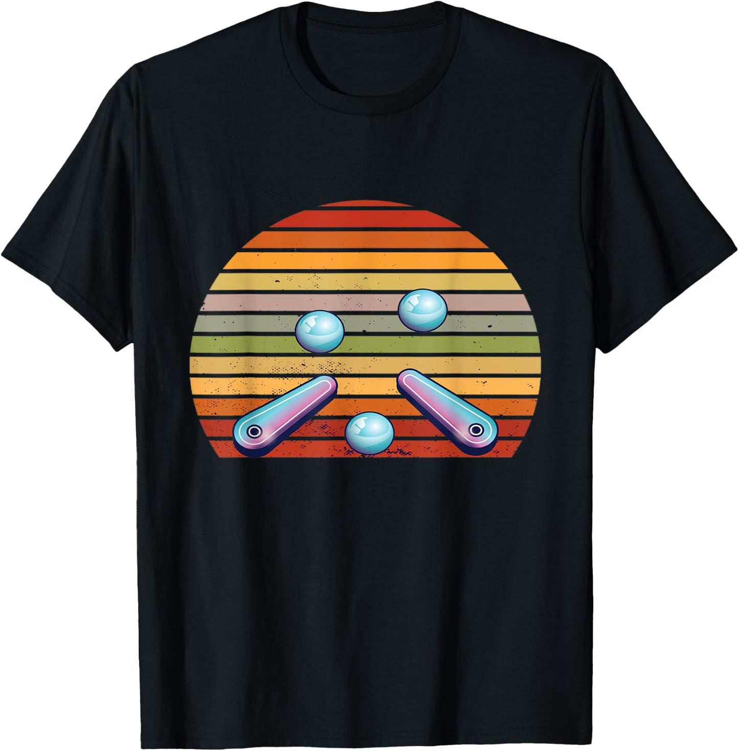 Retro Flipping Machine Pinball Game Flipper Ball Pinball T-Shirt - T-Shirt | Black