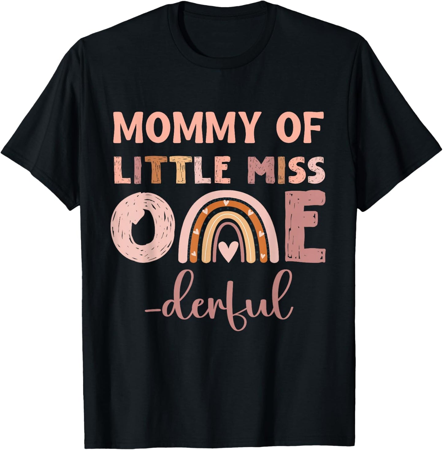 Boho Mommy of Miss Onederful 1st Birthday Girl Cute Small T-Shirt - T-Shirt | Black
