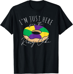 Funny Mardi Gras I'm Just Here for the King Cake For Kids T-Shirt - T-Shirt | Black