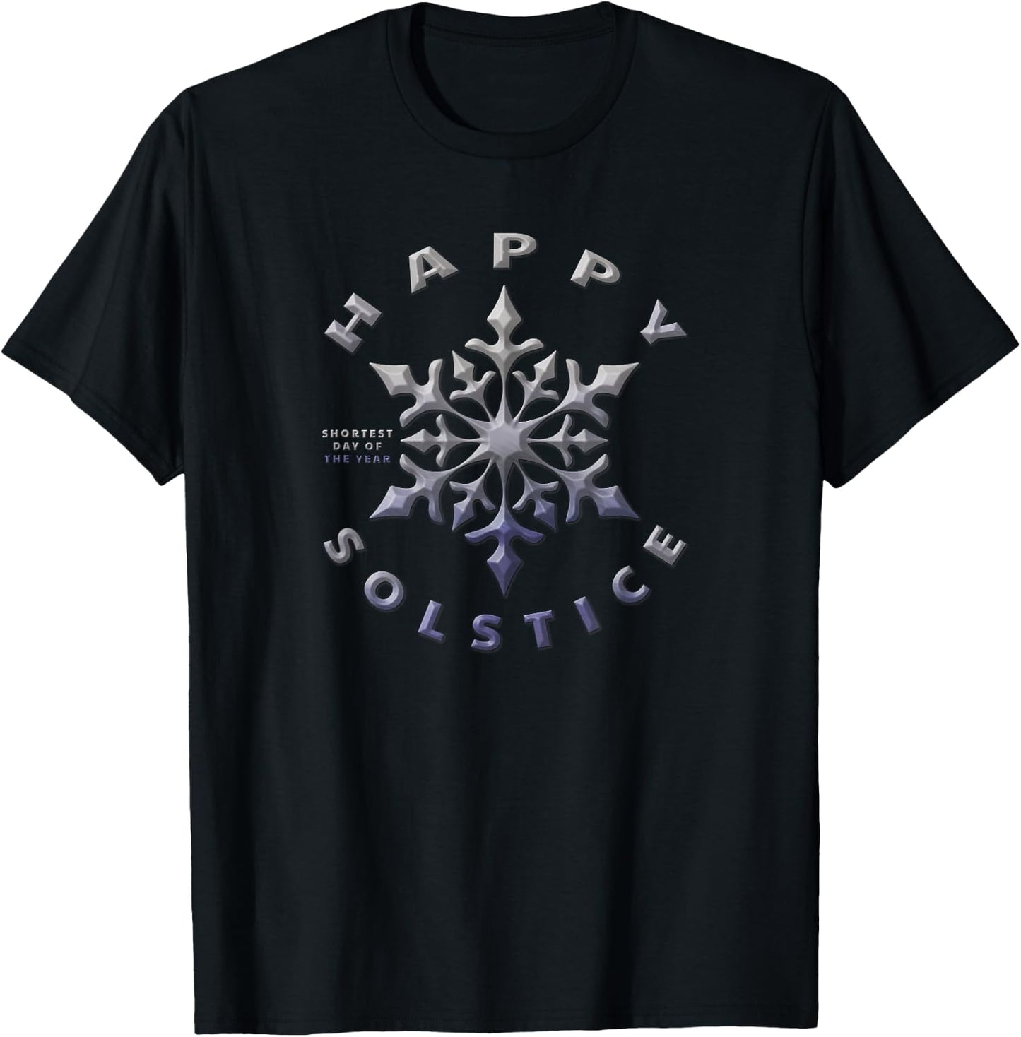 Happy Solstice Shortest Day of the Year Winter Snowflake T-Shirt - T-Shirt | Black