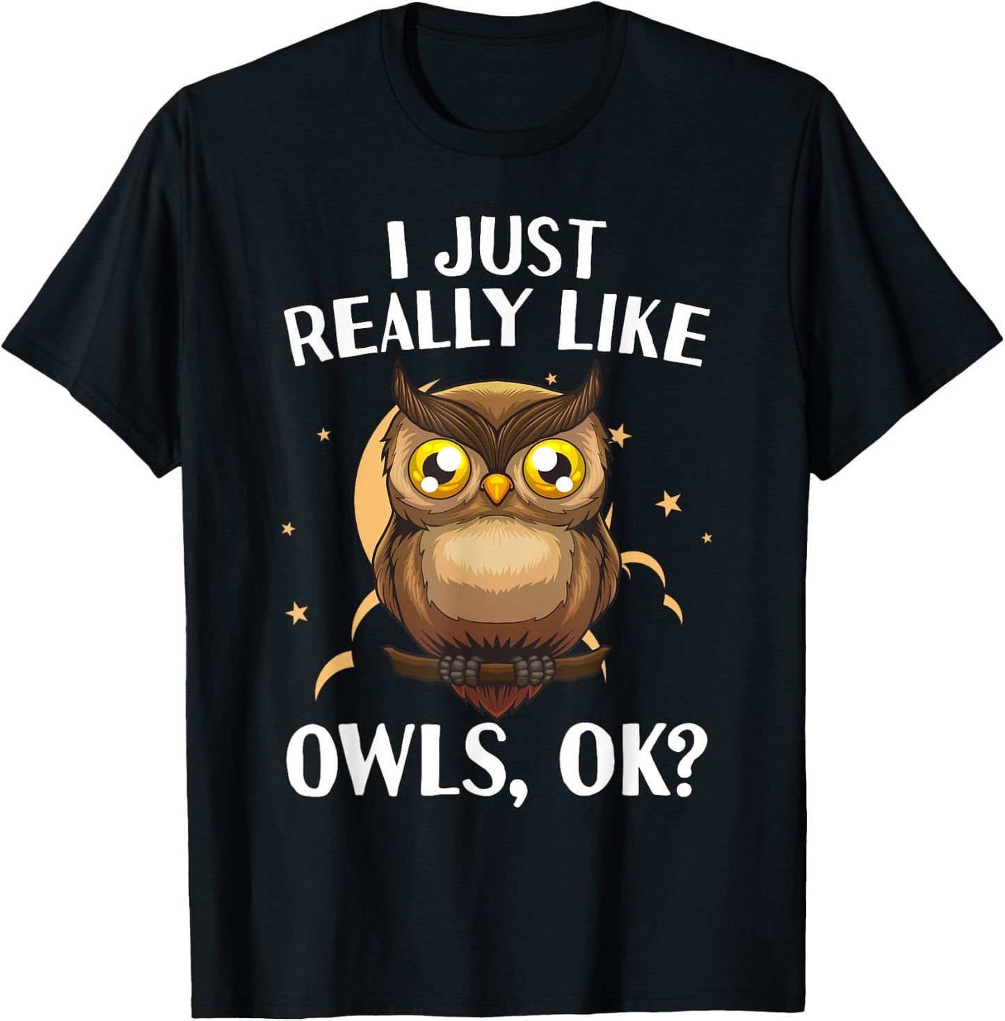Cute Owl Design Women Kids Nocturnal Bird Owl Lover T-Shirt - T-Shirt | Black