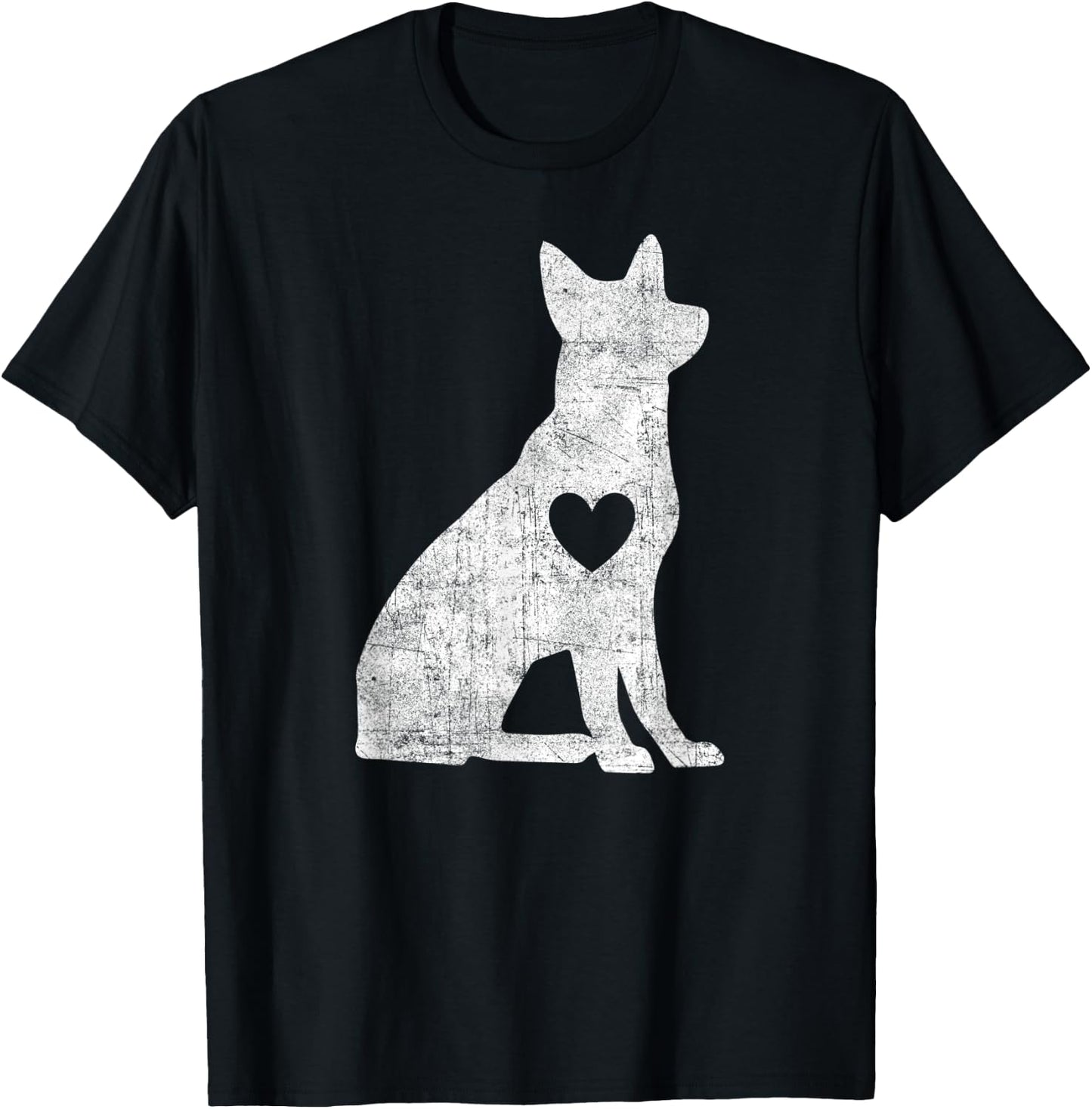 Vintage German Shepherd Heart Silhouette Dog Puppy Retro T-Shirt - T-Shirt | Black