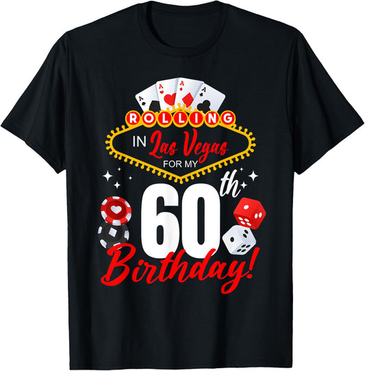 Rolling In Las Vegas 60th Birthday Crew Group Friends 60 T-Shirt - T-Shirt | Black