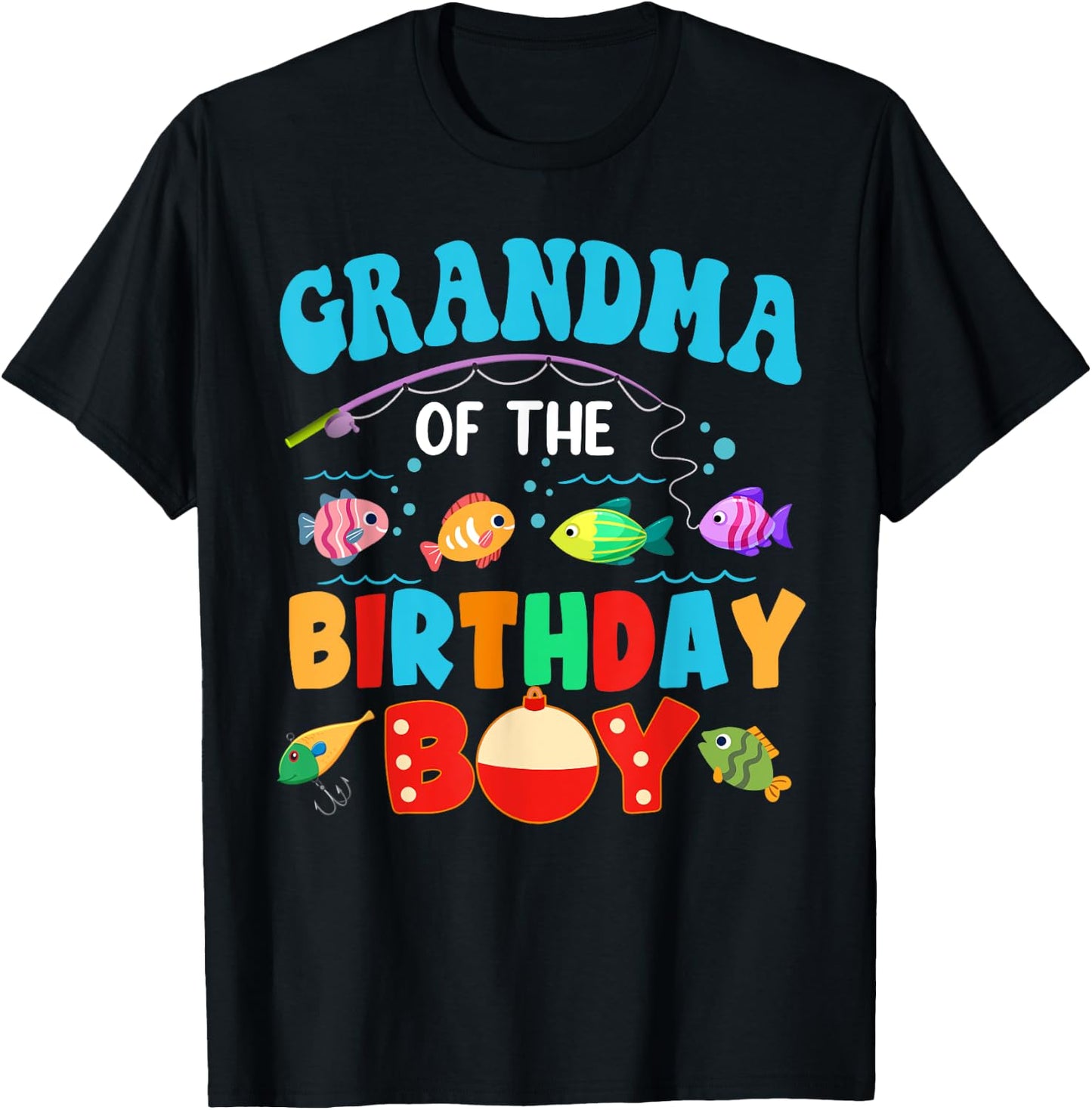 Grandma Of The Birthday Boy Sea Fish Ocean Animals Aquarium T-Shirt - T-Shirt | Black
