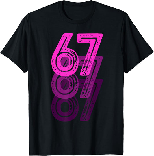 Number 67 Pink Best Classic College Style Birthday Funny T-Shirt - T-Shirt | Black