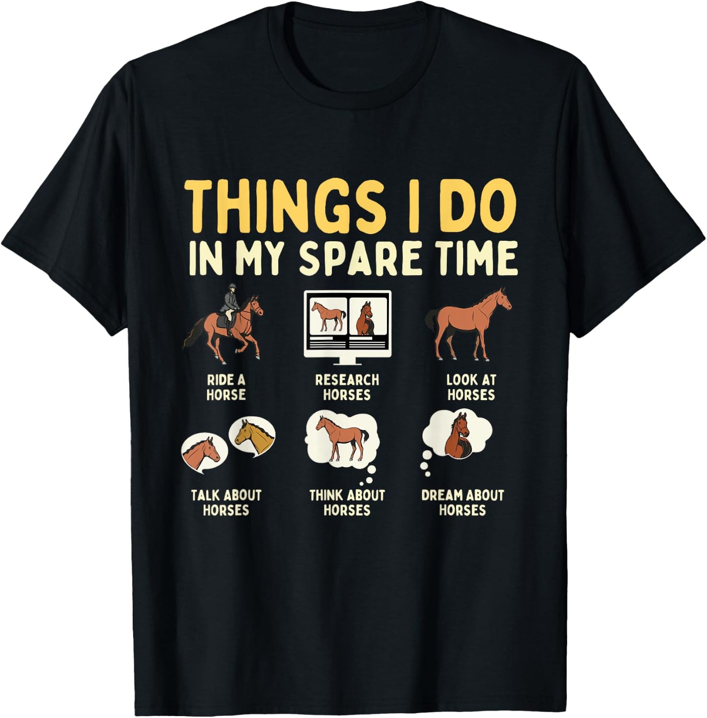 Things I Do In My Spare Time - Horse Horseman Horseback Ride T-Shirt - T-Shirt | Black