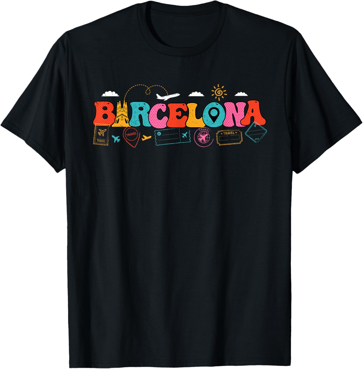 Barcelona Spain Europe Travel Spanish Pride Tourist Vacation T-Shirt - T-Shirt | Black