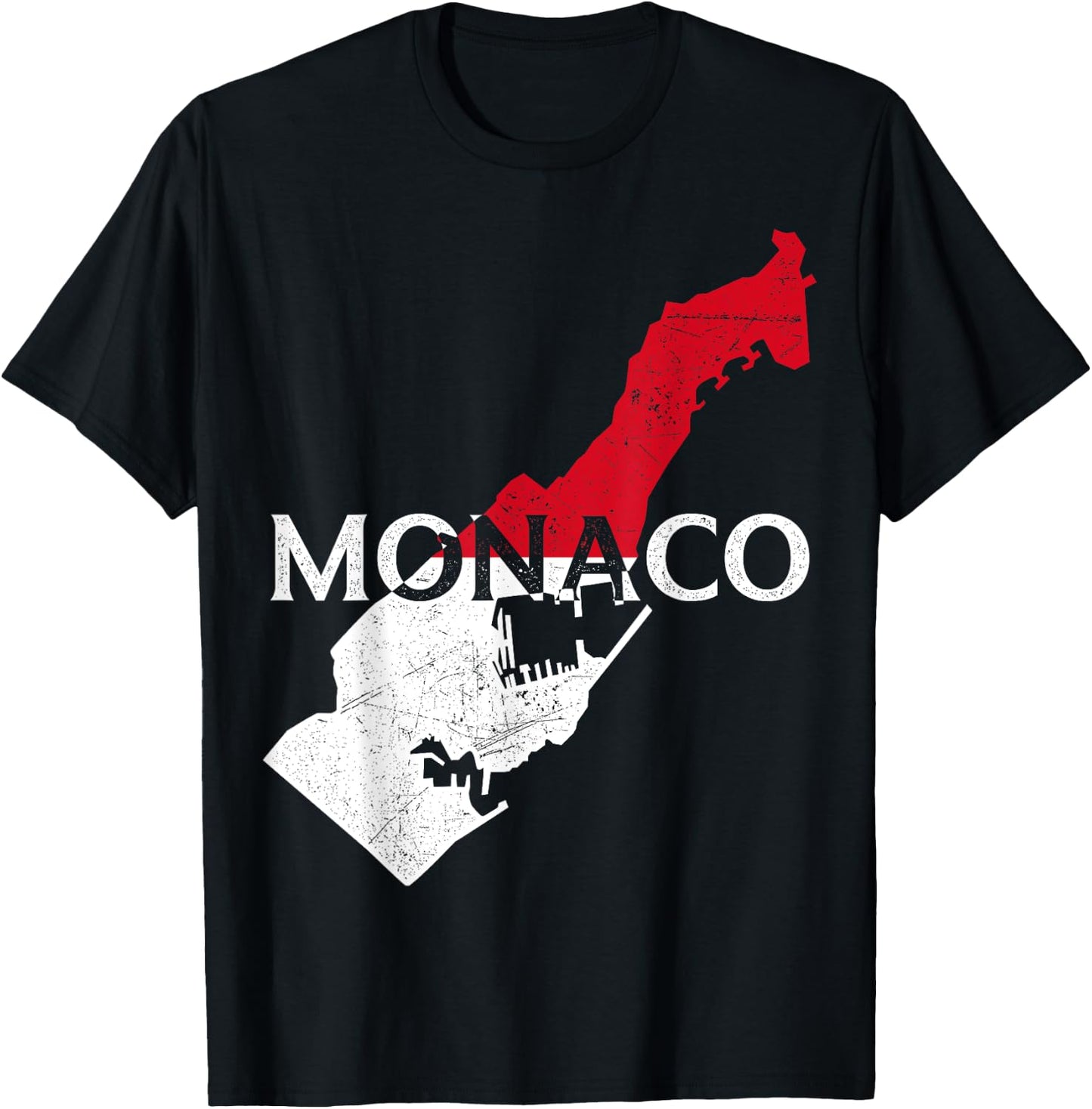 Monaco Country Map Flag Proud Monegasque Patriotic T-Shirt - T-Shirt | Black