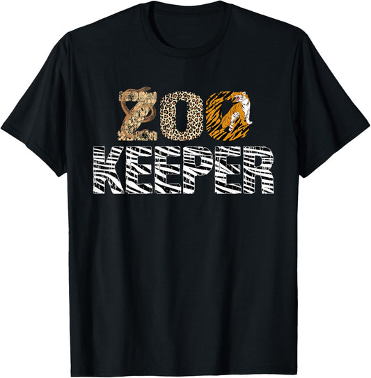Zookeeper Costume African Animals Zebra Wild Print Savanna T-Shirt - T-Shirt | Black