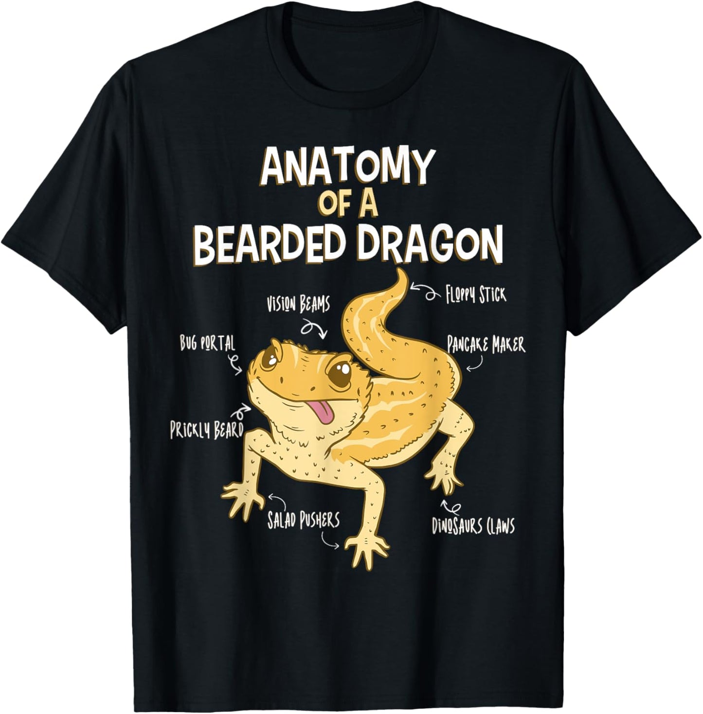 Anatomy Of A Bearded Dragon Lizard Funny Bearded Dragon T-Shirt - T-Shirt | Black
