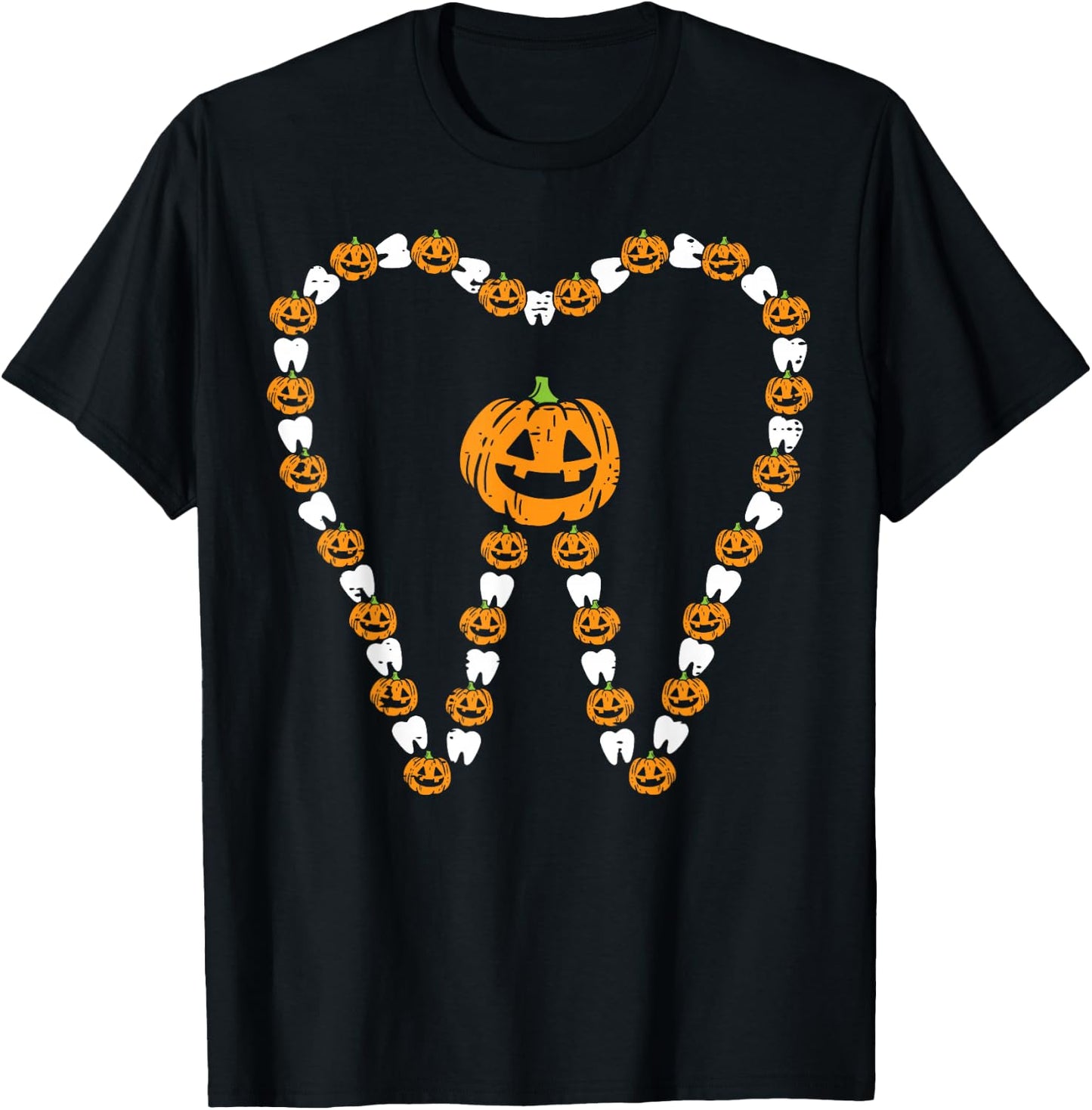 Pumpkin Tooth Halloween Teeth Dental Hygeine Costume Dentist T-Shirt - T-Shirt | Black