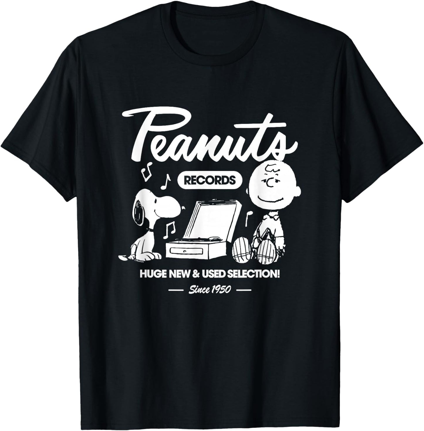 Peanuts - Snoopy Charlie Brown Record T-Shirt - T-Shirt | Black