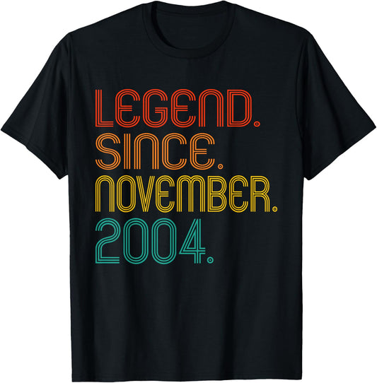 Legend Since November 2004 Birth Of Birthday Idea Vintage T-Shirt - T-Shirt | Black