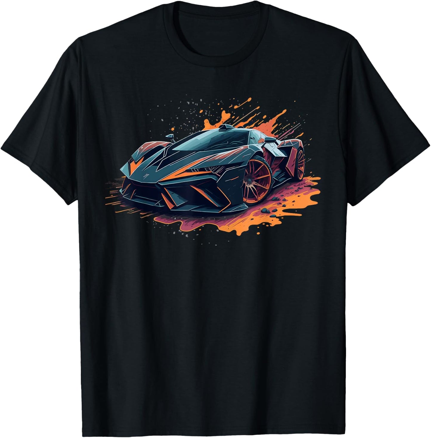 Supercar Exotic Sports Car Concept Poster Style Boys Graphic T-Shirt - T-Shirt | Black
