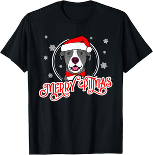 Pit Bull Christmas Merry Pitmas T-Shirt - T-Shirt | Black