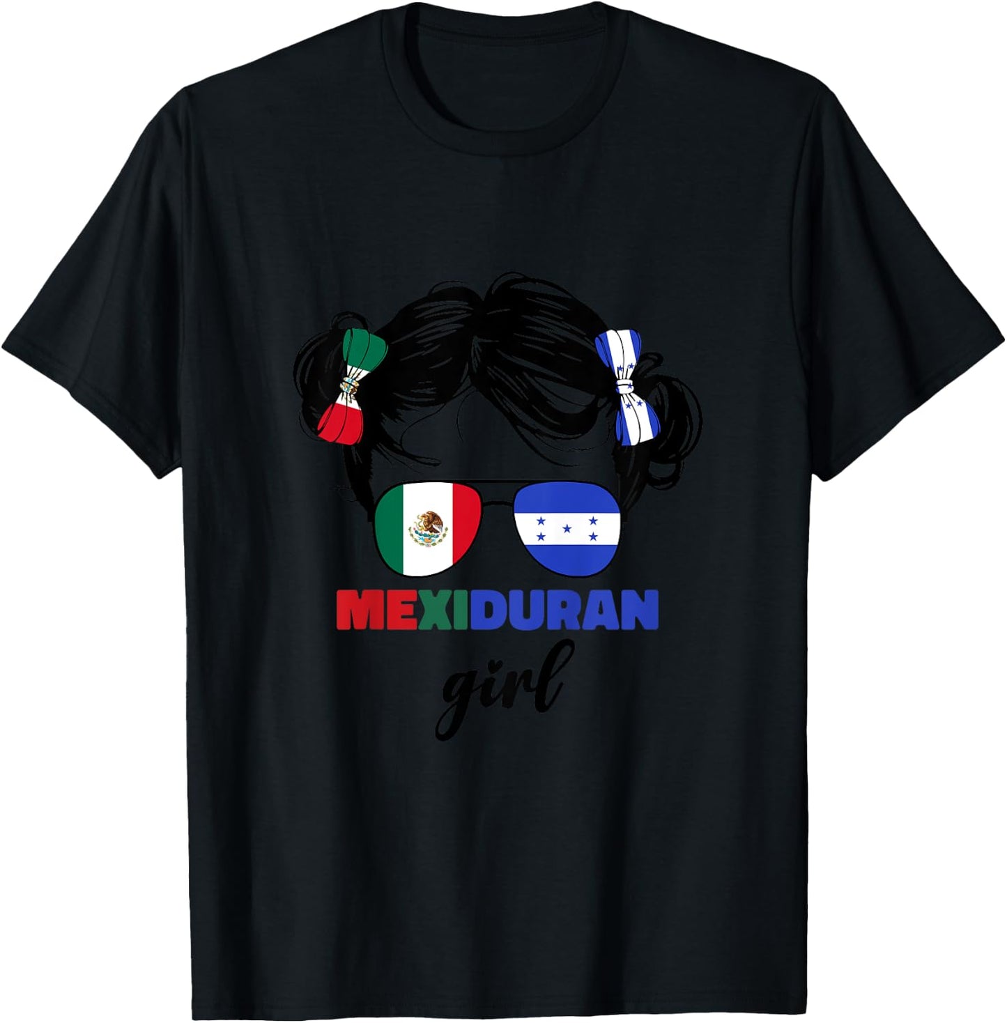 Half Mexican And Honduran Mexico Honduras Flag Girls Kids T-Shirt - T-Shirt | Black