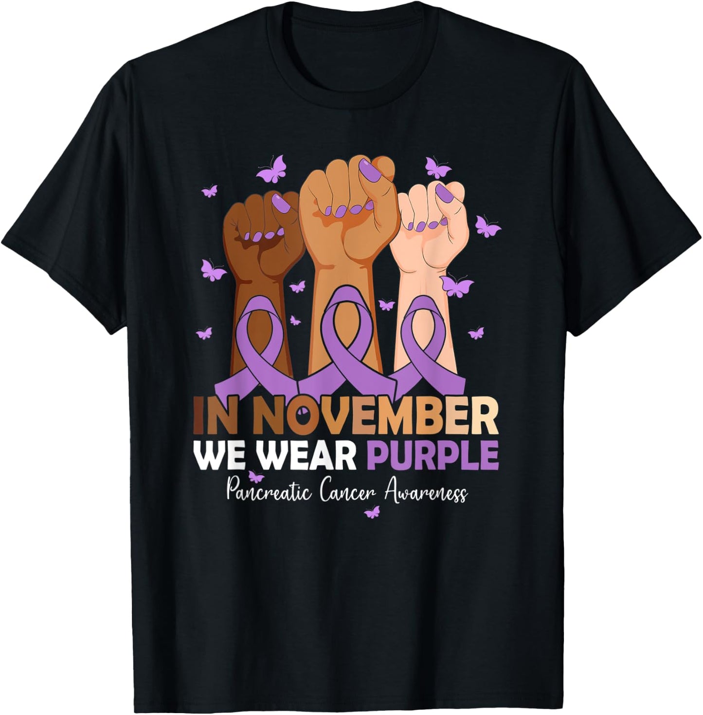 In November We Wear Purple Pancreatic Cancer Awareness T-Shirt - T-Shirt | Black