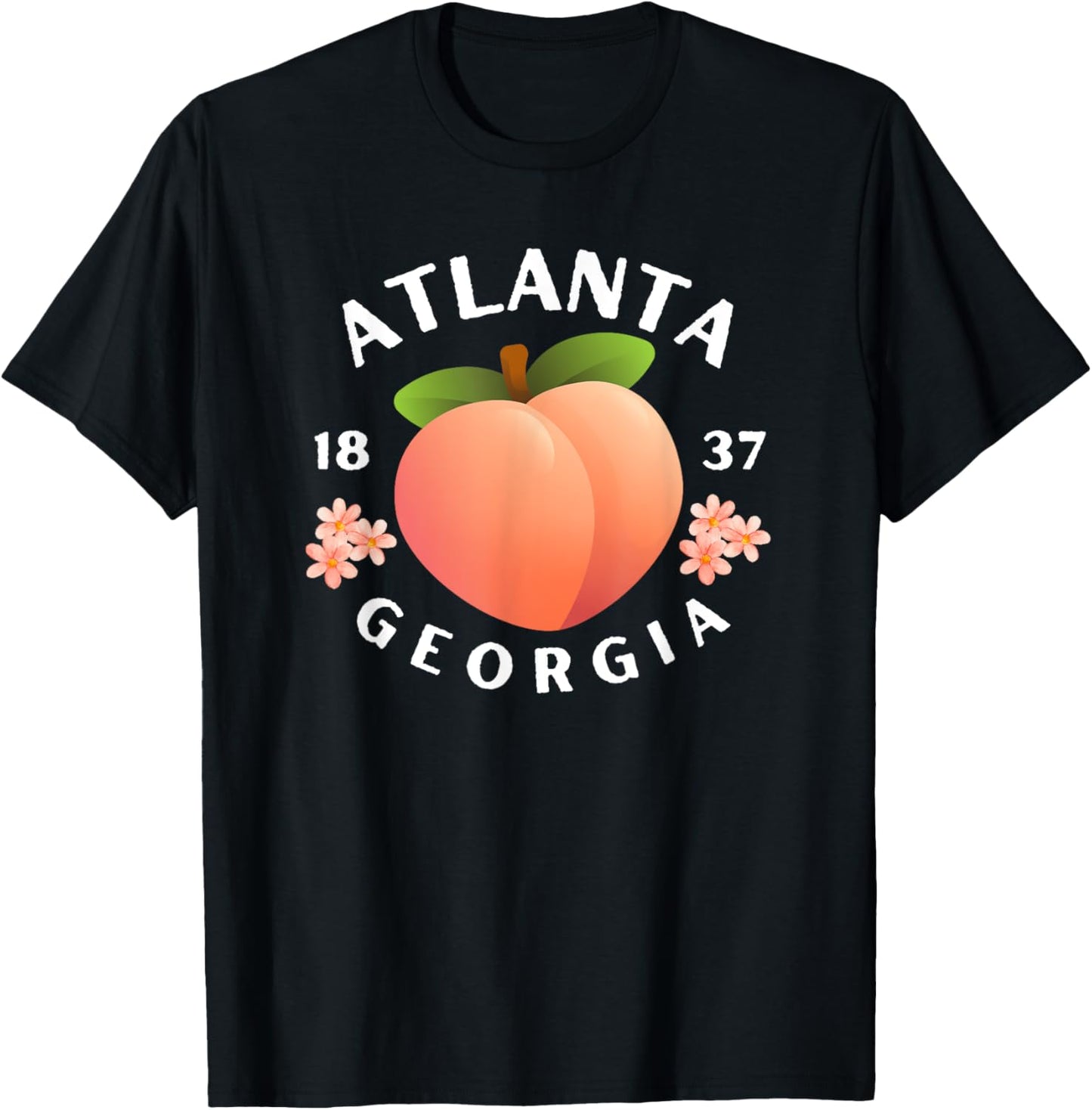 Atlanta Georgia est. 1837 Flowers Peach State T-Shirt - T-Shirt | Black