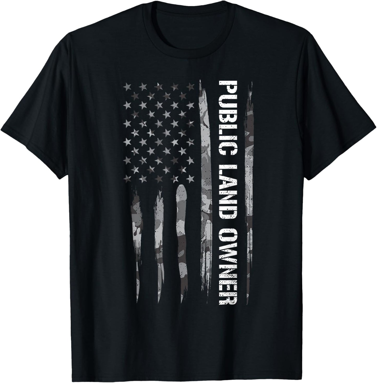 DesignsByJnk5 USA Public Land Owner American Flag - -Adults, -Kids, Black, Small, Short Sleeve T-Shirt - T-Shirt | Black