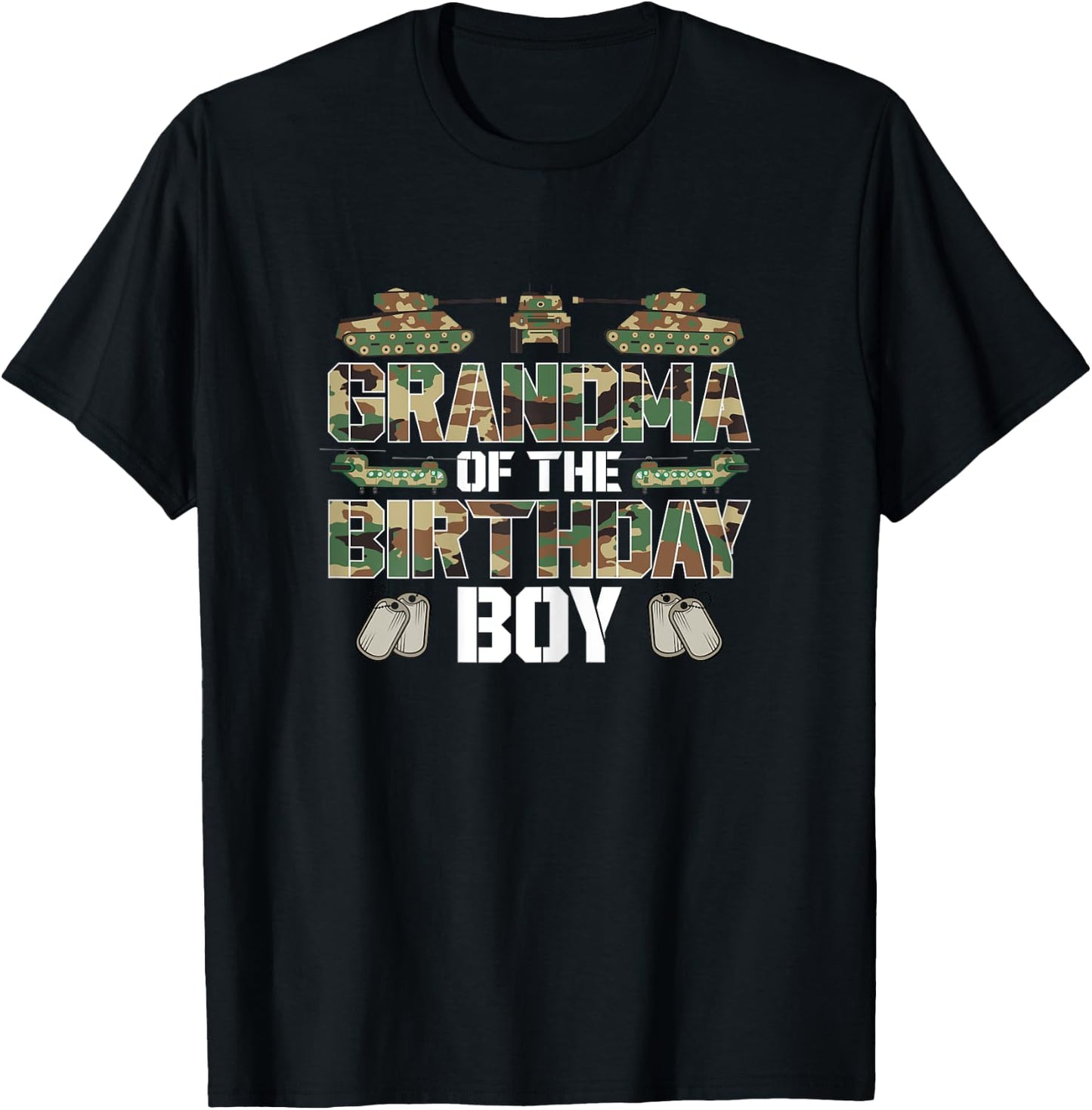 Grandma Of The Birthday Boy Military Matching Army Theme T-Shirt - T-Shirt | Black