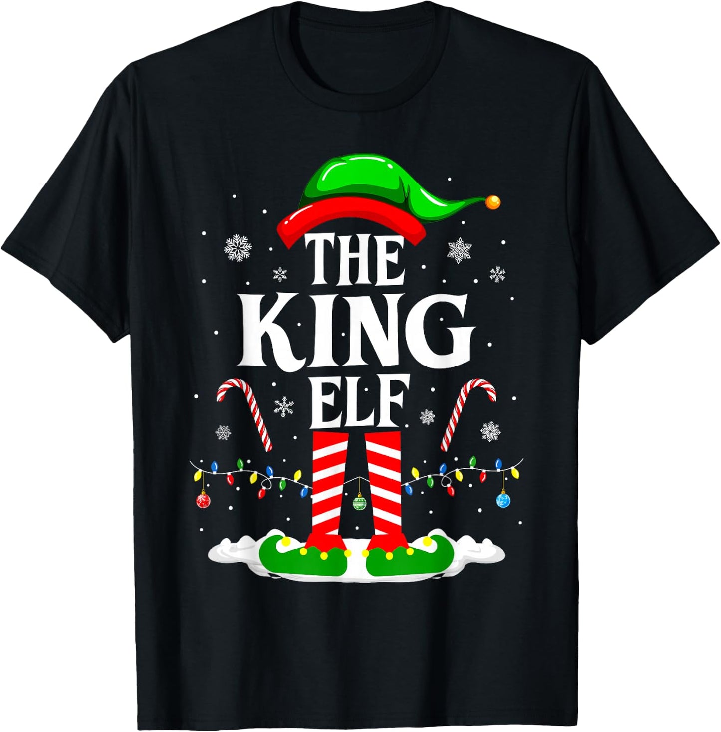 The King Elf Funny Xmas Matching Family Christmas Party T-Shirt - T-Shirt | Black
