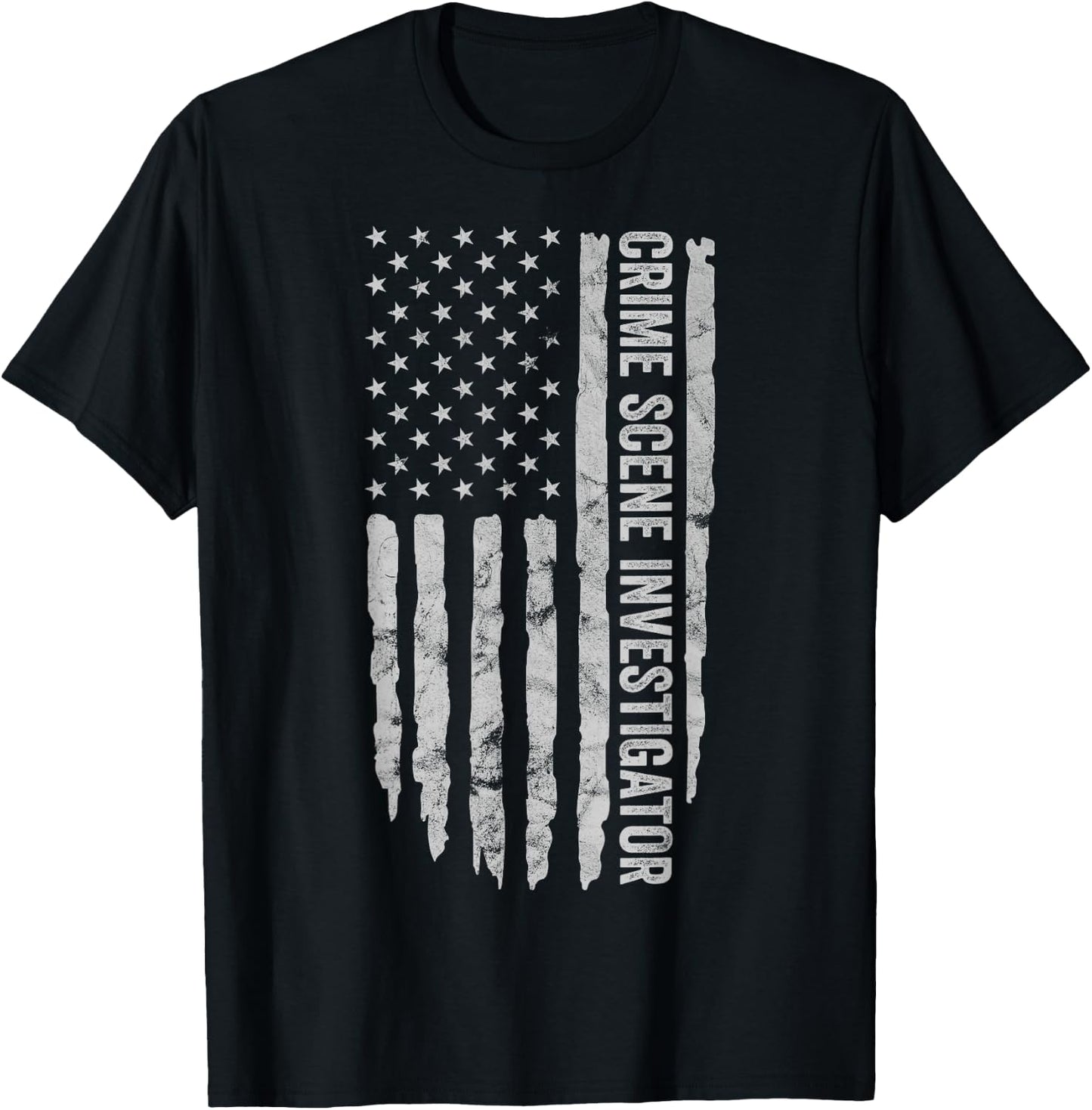 Crime Scene Investigator American Flag CSI Themed T-Shirt - T-Shirt | Black