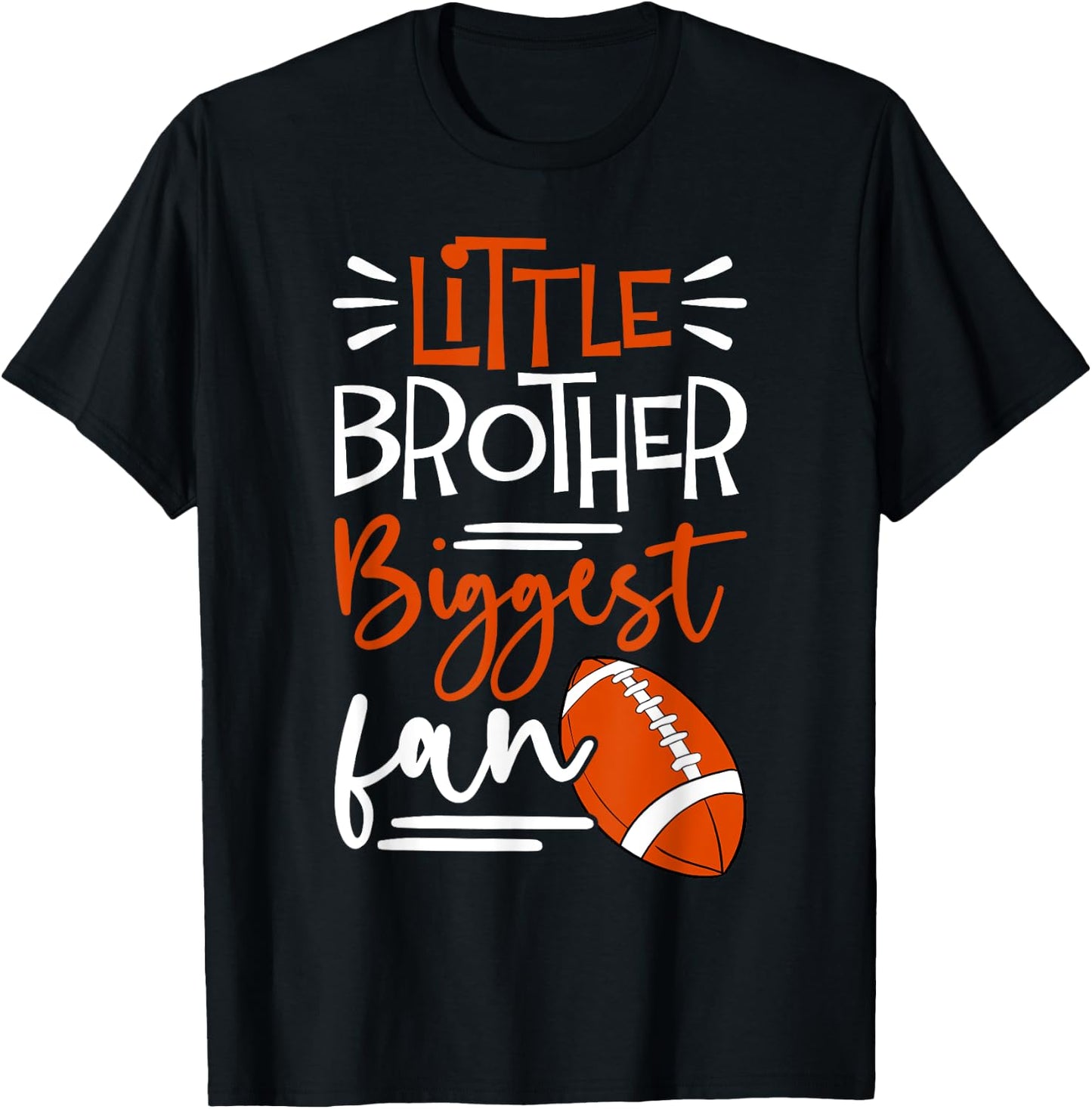 Little Brother Biggest Fan Football, Football Boys T-Shirt - T-Shirt | Black