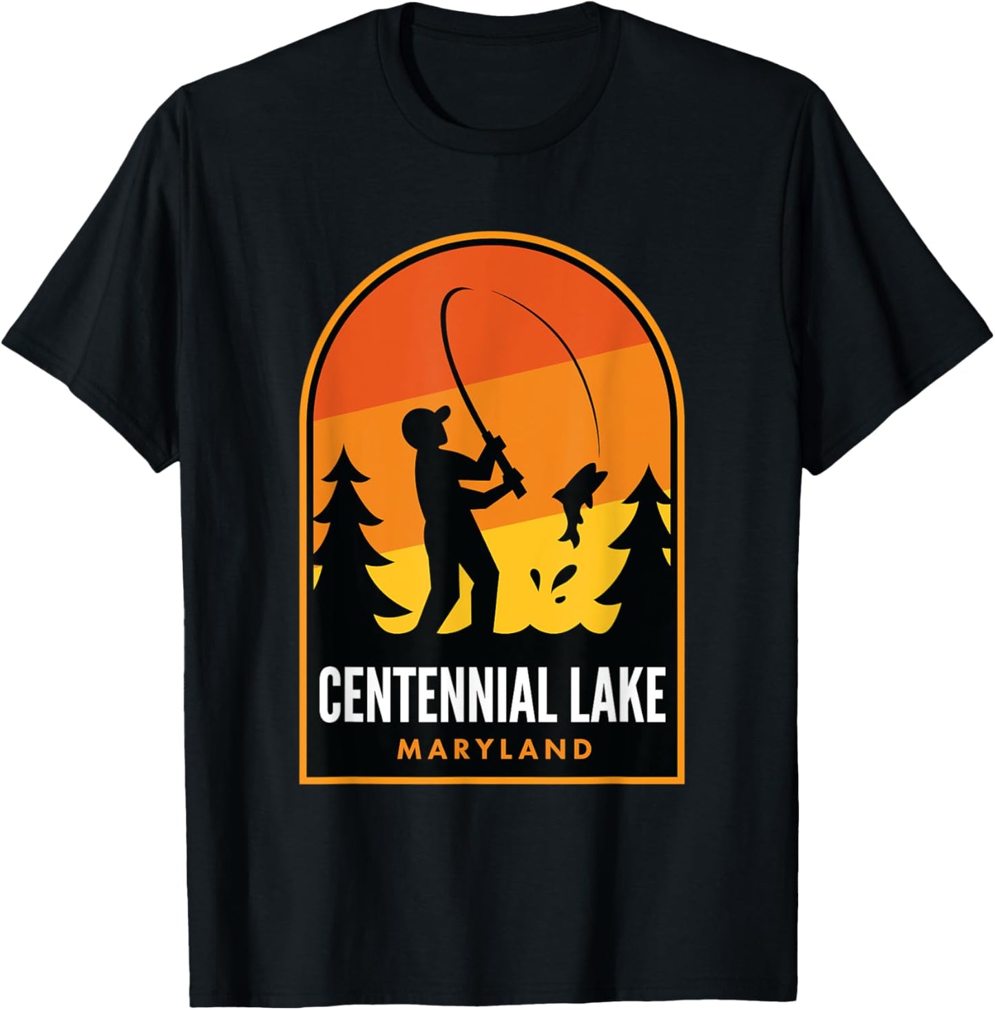 Centennial Lake Maryland Fishing T-Shirt - T-Shirt | Black